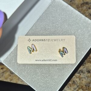 Initial M Earrings New In Box.